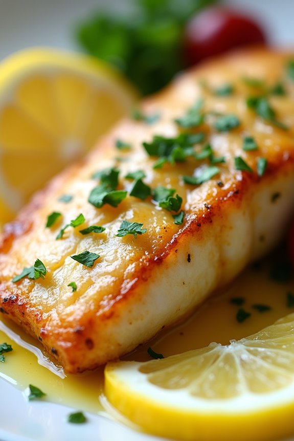 garlic butter sea bass delight