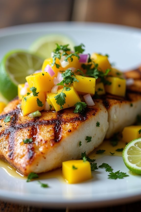 grilled bass with mango salsa