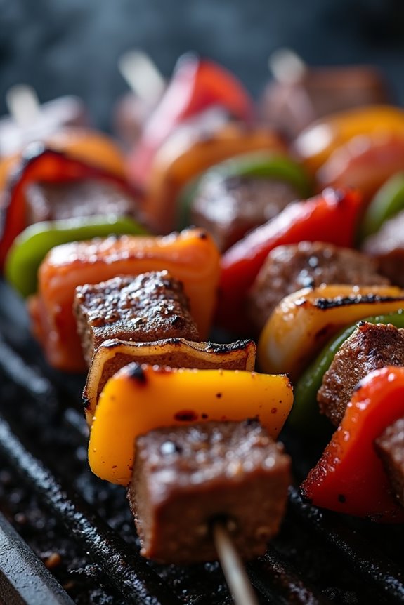 grilled beef and bacon skewers