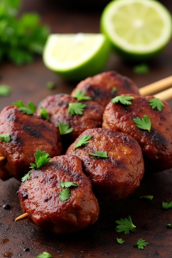 grilled beef heart skewers