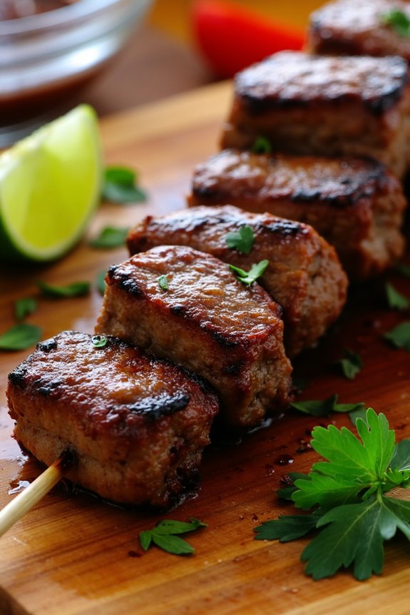 grilled beef heart skewers