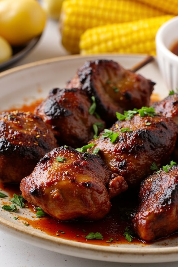 grilled beef heart skewers