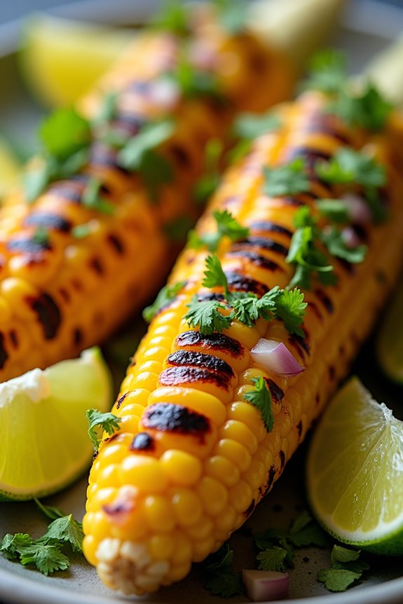 grilled corn with pebre drizzle