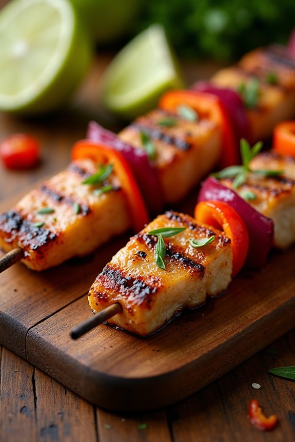 grilled fish skewers delight