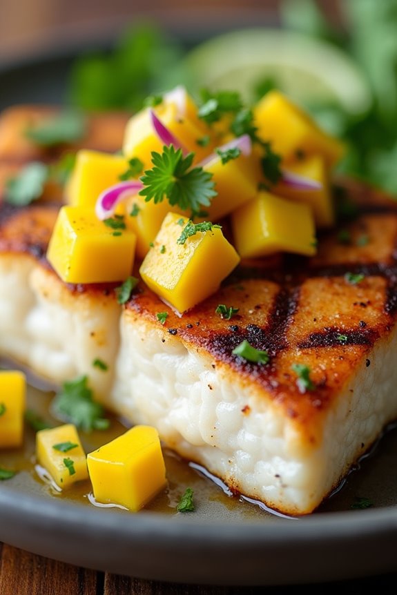 grilled fish with mango salsa