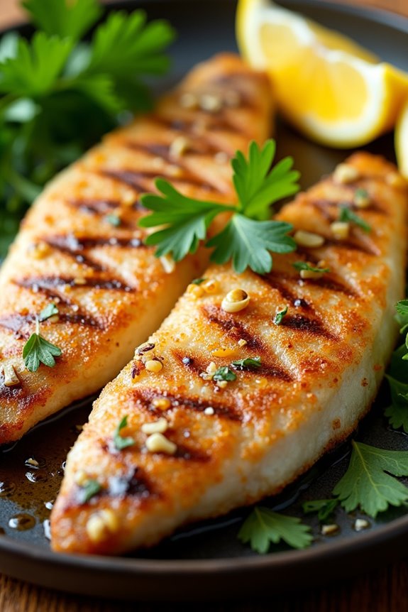 grilled hake with lemon