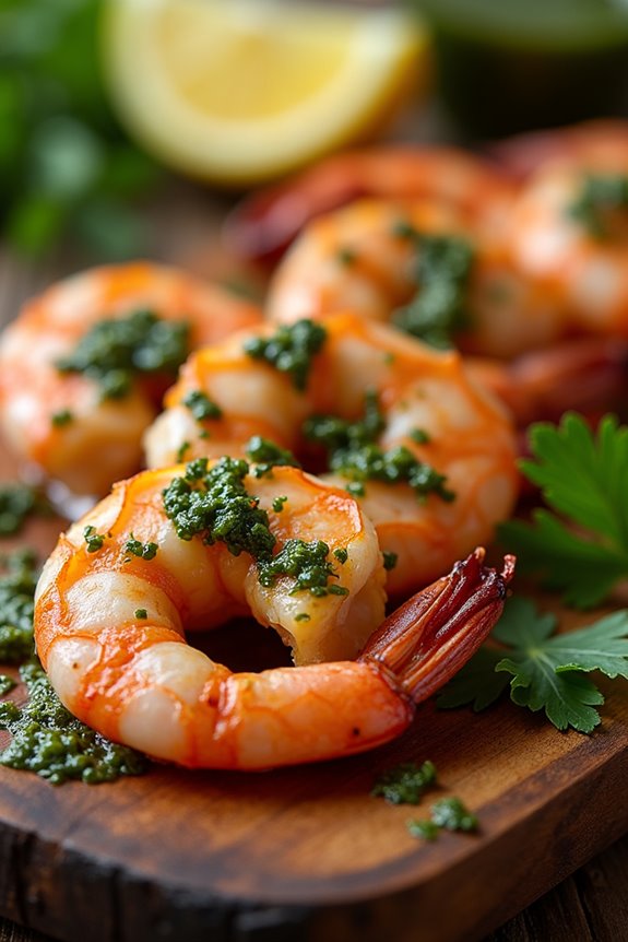 grilled prawns with chimichurri