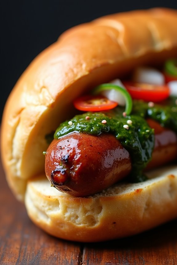 grilled sausage in bread