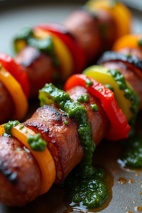 grilled sausage with chimichurri