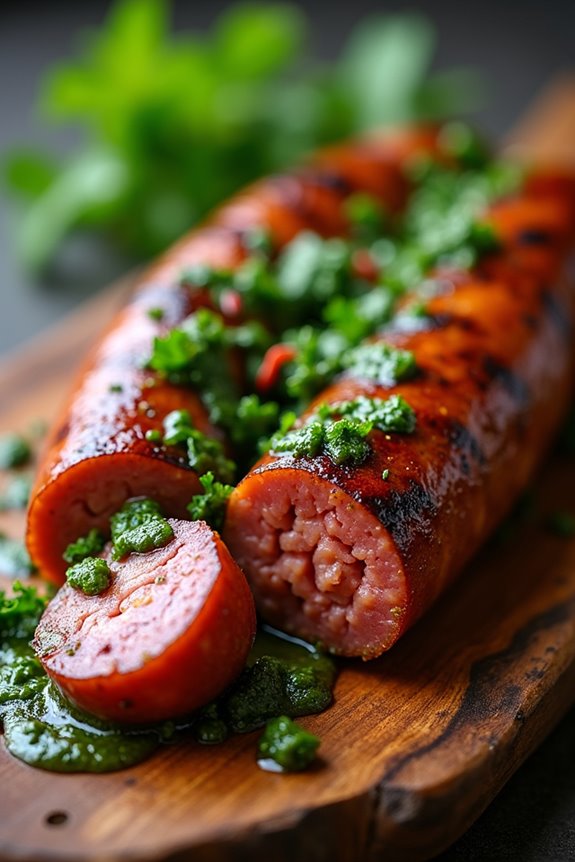 grilled sausages with chimichurri