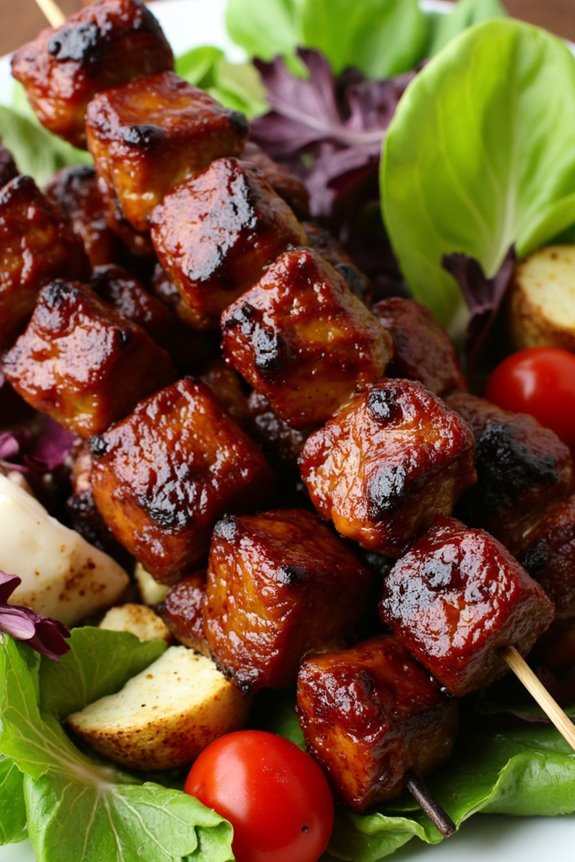 grilled skewers with bbq glaze
