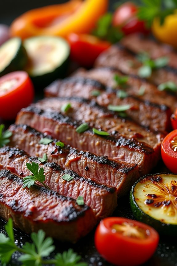 grilled steak with vegetables