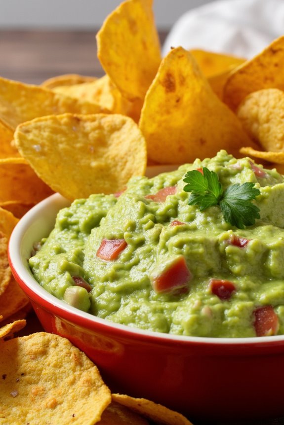 guacamole and plantain chips