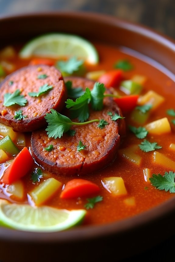 hearty chorizo broth dish