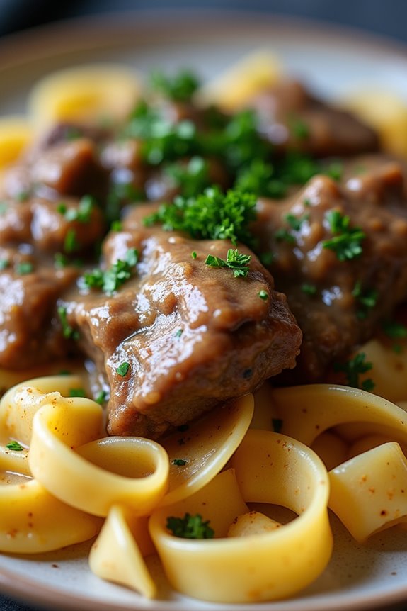 hearty oxtail stroganoff delight