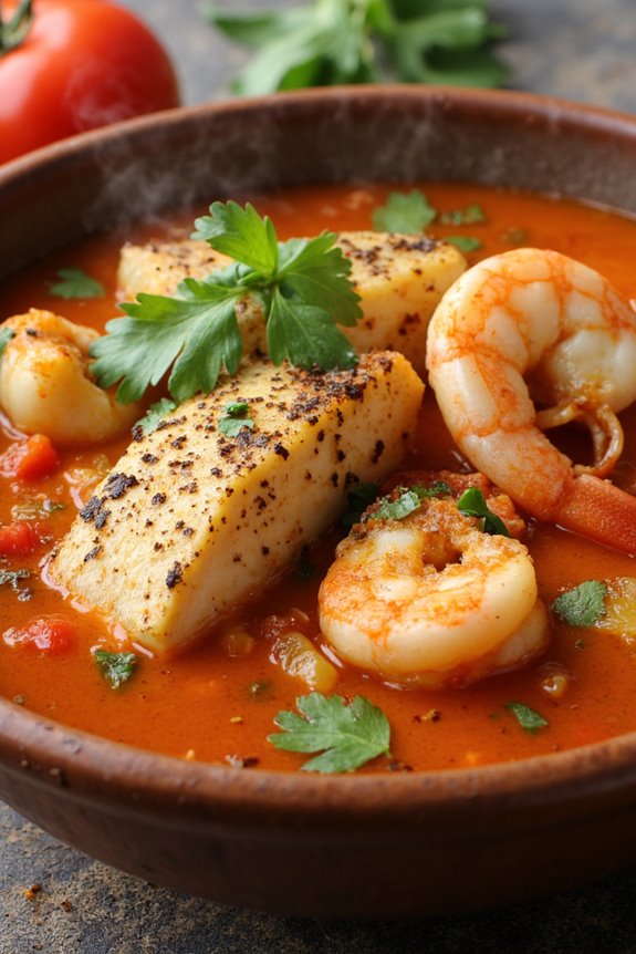 hearty peruvian seafood soup
