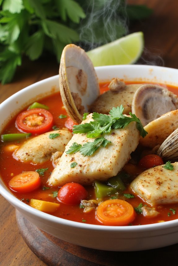 hearty peruvian seafood soup