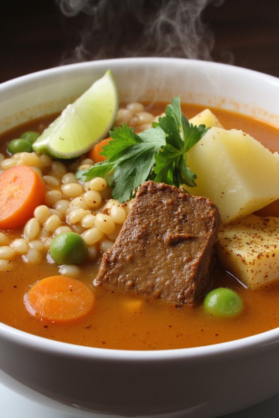 hearty peruvian tripe soup