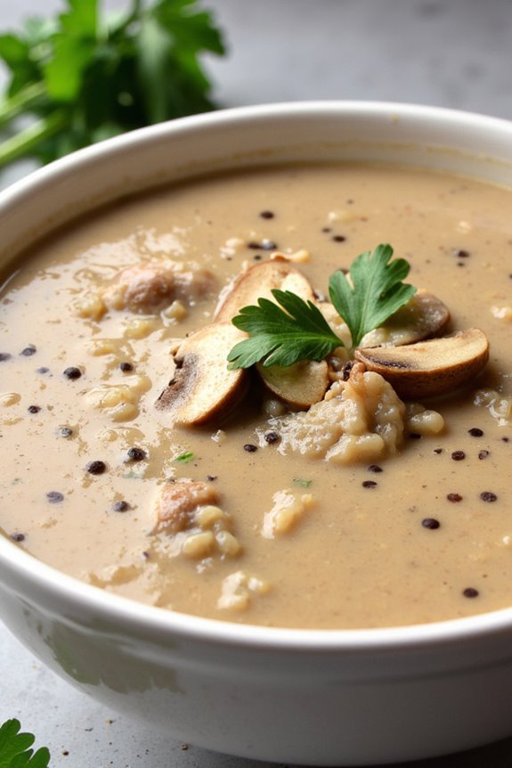 hearty quinoa mushroom soup