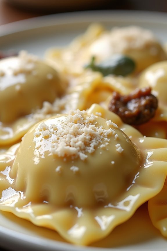homemade ravioli with alfredo
