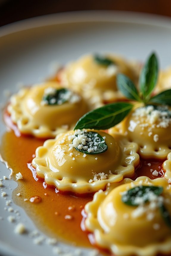 homemade ravioli with sage