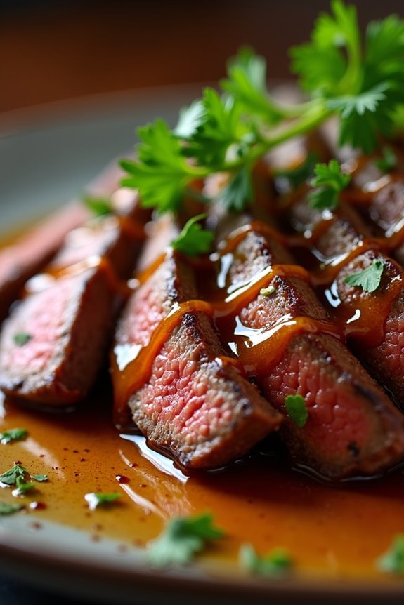 honey glazed tender flank steak