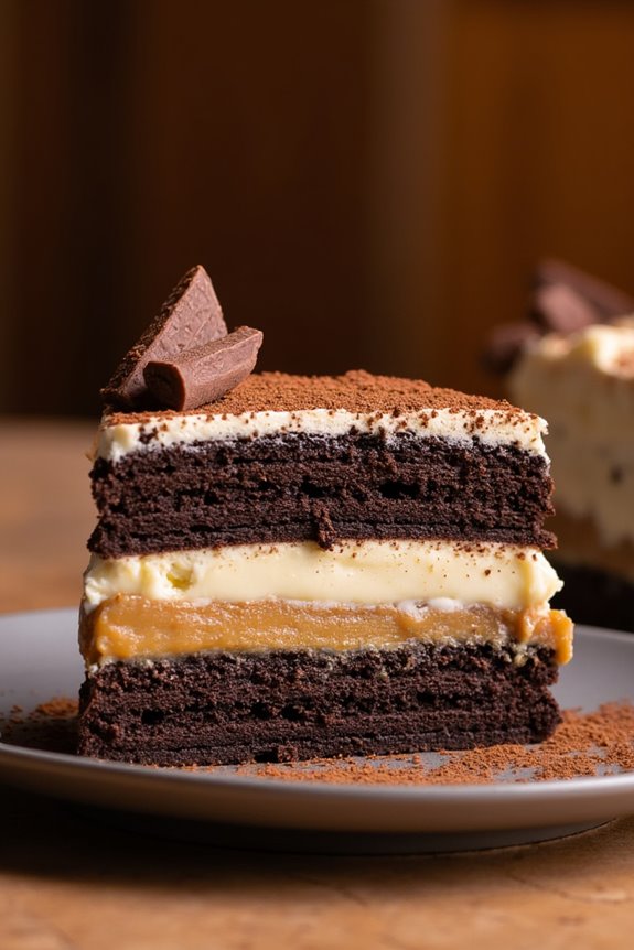layered chocolate cream dessert