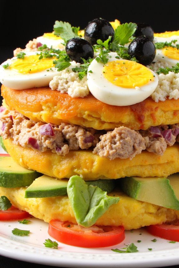 layered peruvian potato dish