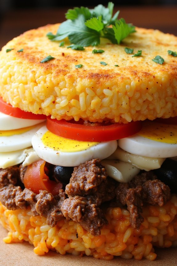 layered peruvian rice casserole