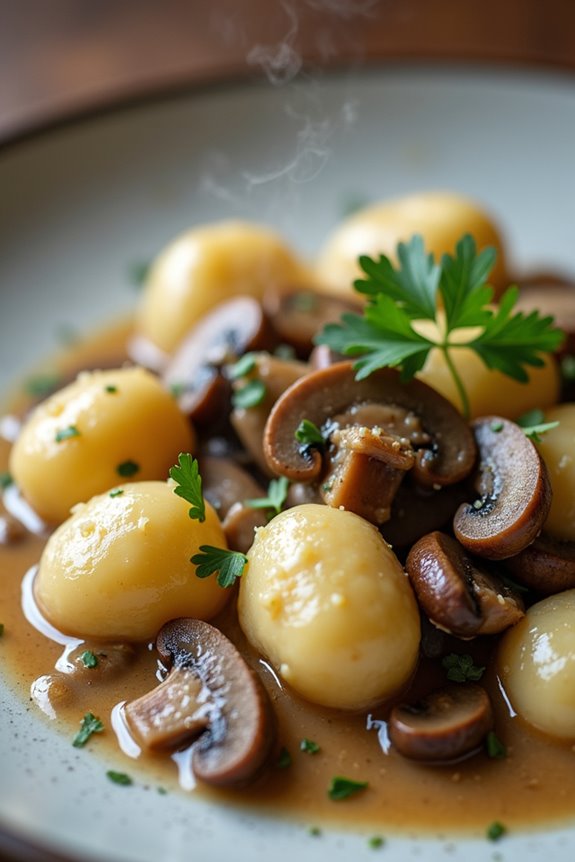 luxurious mushroom gnocchi dish
