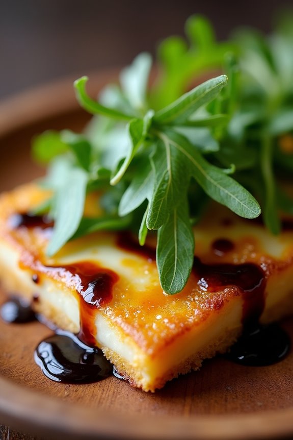 melted cheese with arugula