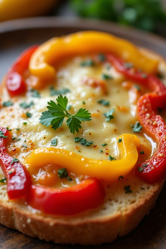 melted cheese with peppers