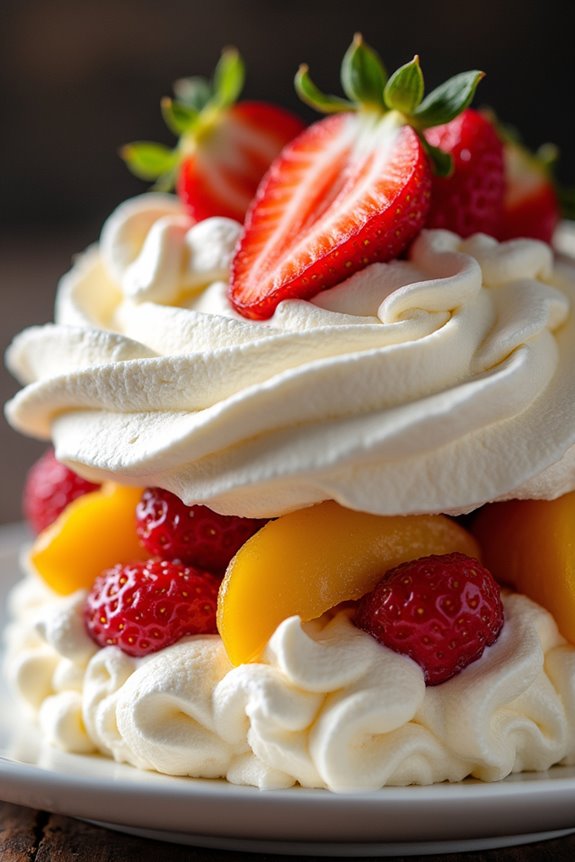 meringue fruit layered dessert