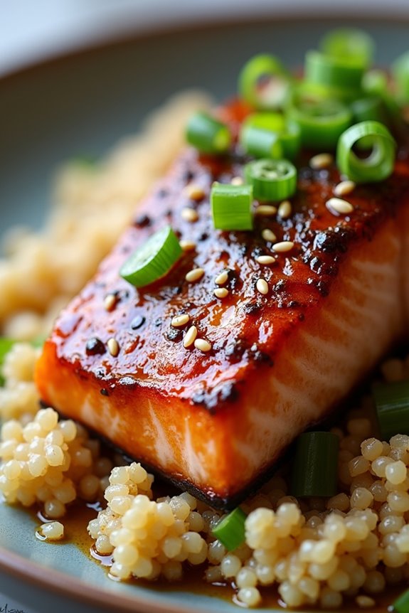 miso glazed salmon quinoa dish