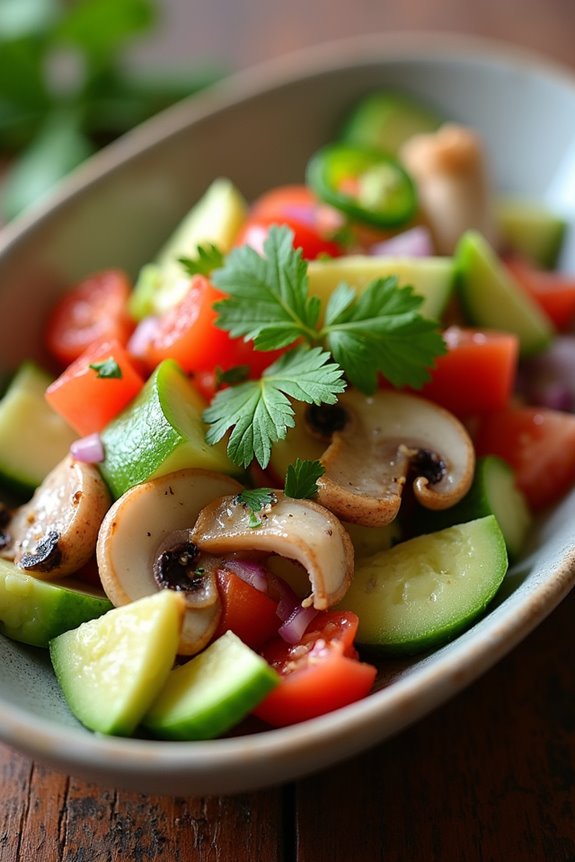 mushroom ceviche with vegetables