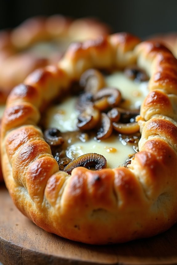 mushroom mozzarella stuffed pizza