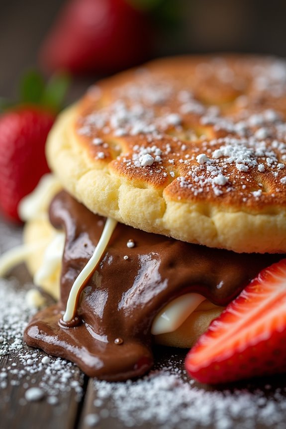 nutella filled dessert arepas