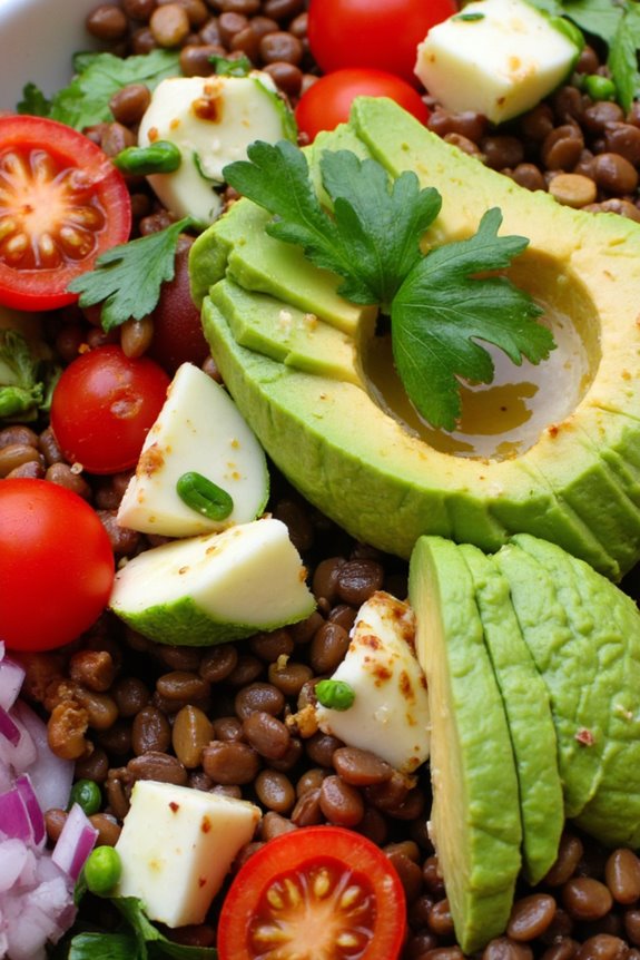 nutritious avocado lentil salad