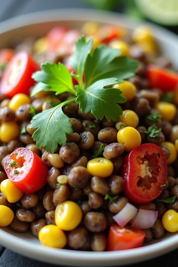 nutritious lentil corn salad