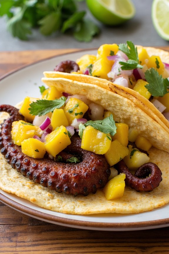 octopus tacos with mango salsa