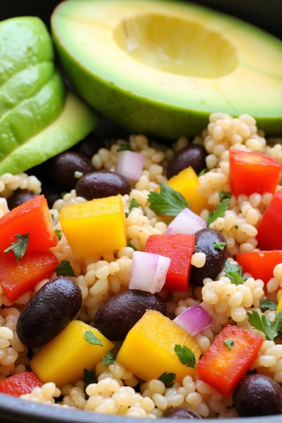 one pan quinoa black bean bowl