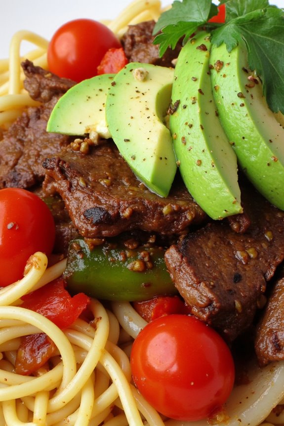 peruvian asian noodle stir fry