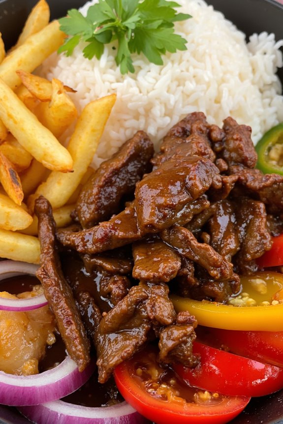 peruvian beef stir fry bowl