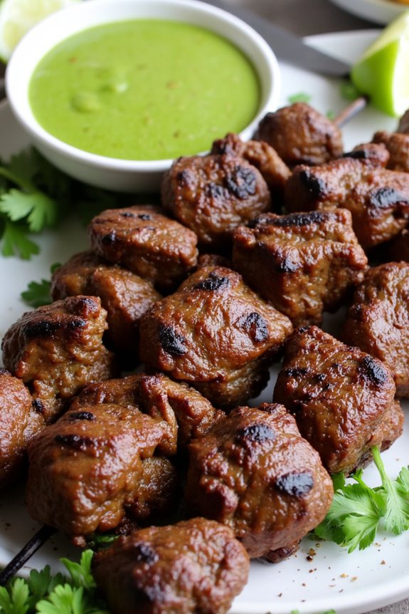 peruvian skewers with sauce