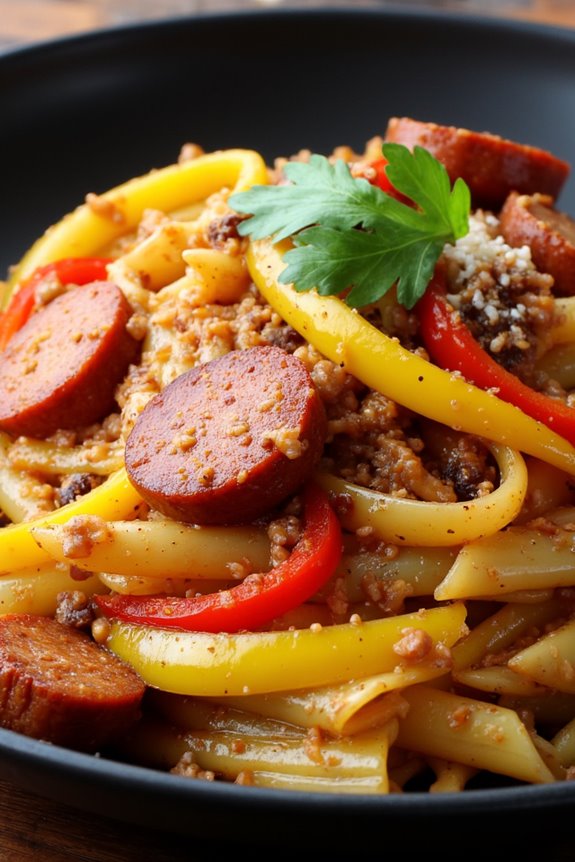 peruvian stir fry with chorizo