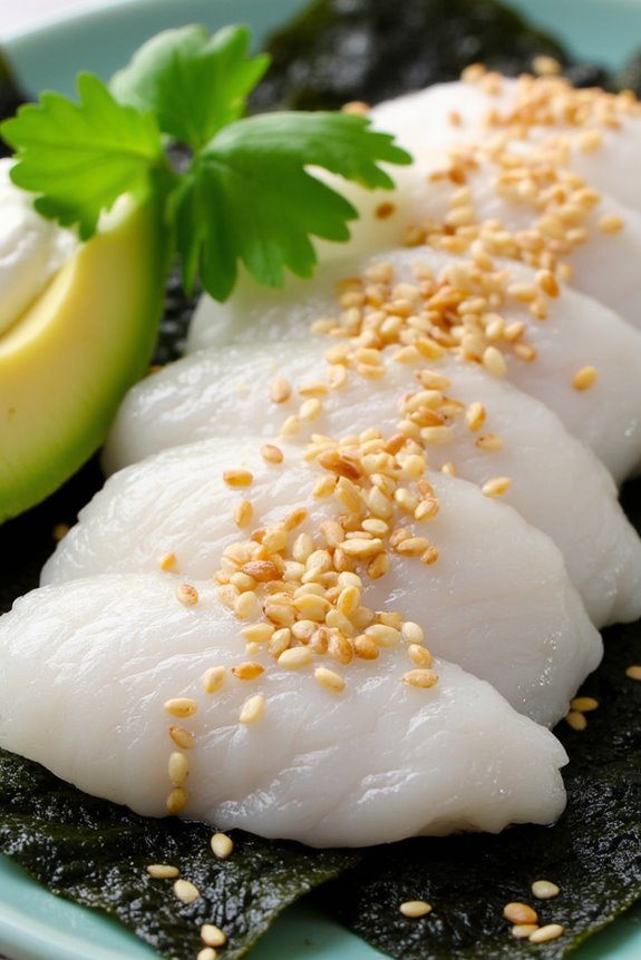 peruvian tiradito with seaweed