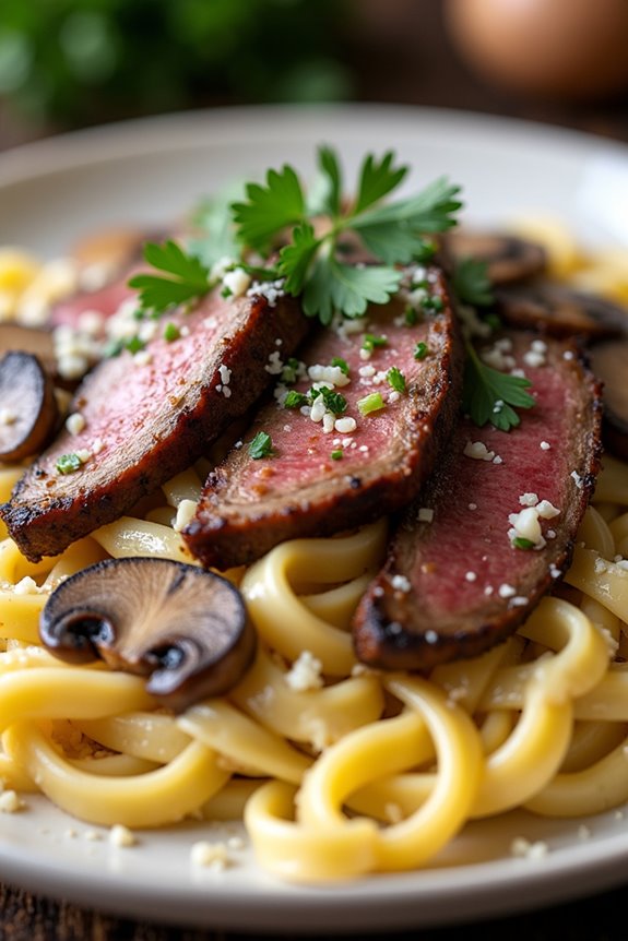 picanha pasta with mushrooms