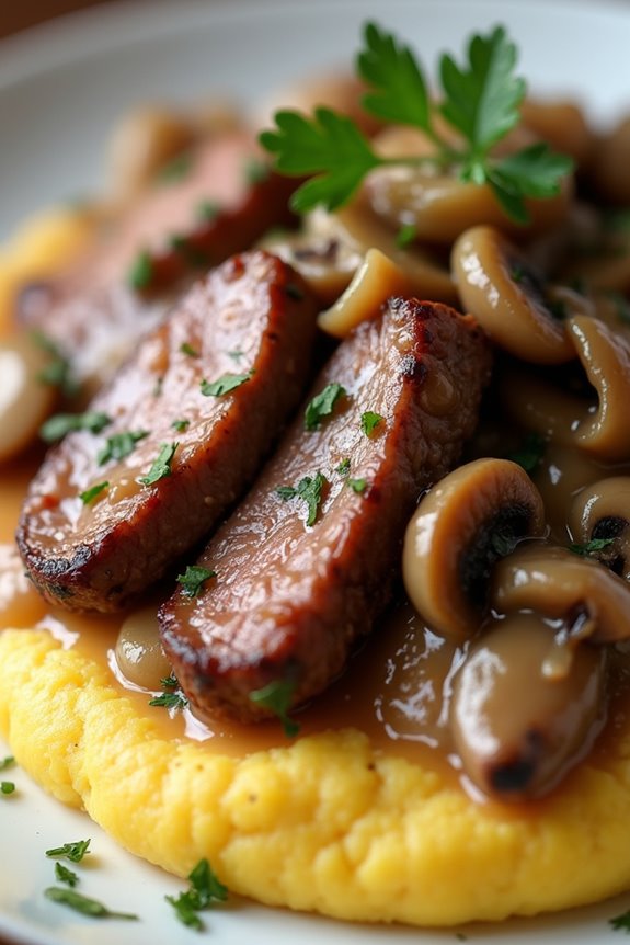 picanha stroganoff with polenta