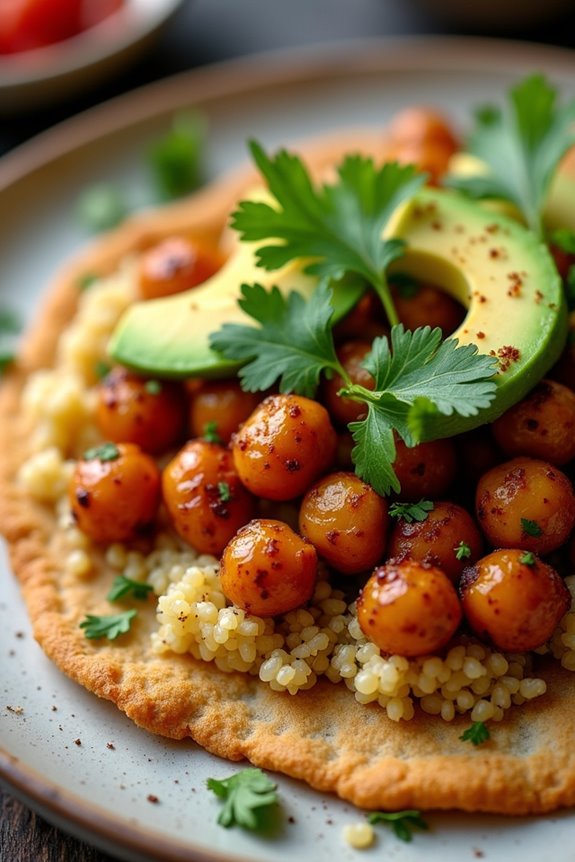 quinoa chickpea stuffed arepas