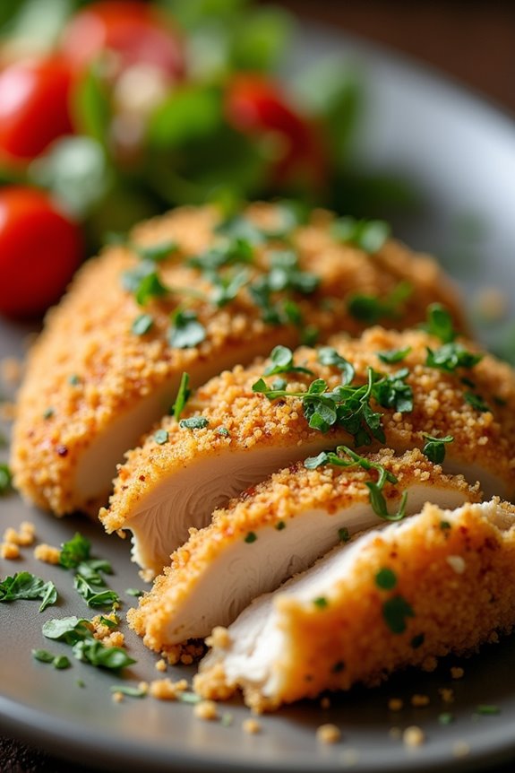 quinoa crusted healthy chicken dish